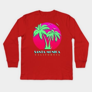 Santa Monica California Palm Trees Sunset Kids Long Sleeve T-Shirt